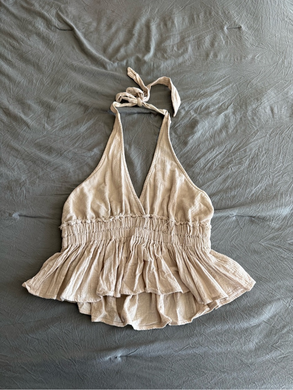 Ocean Drive Beige Halter Peplum Camisole
